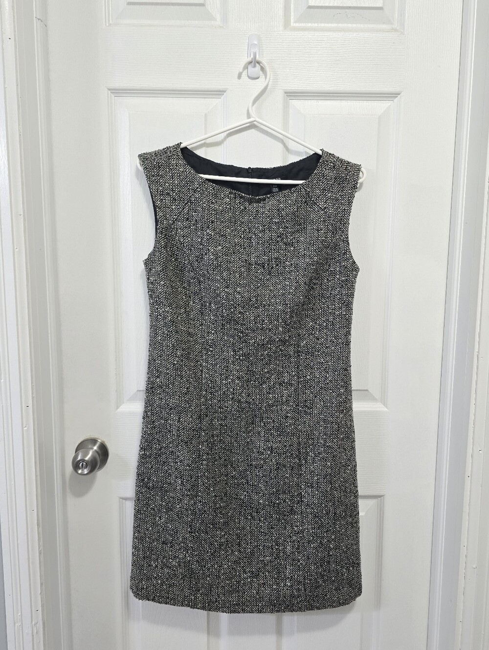 Vintage Jacob Black & White Tweed Sheath Dress, Wool Blend, Size 8.